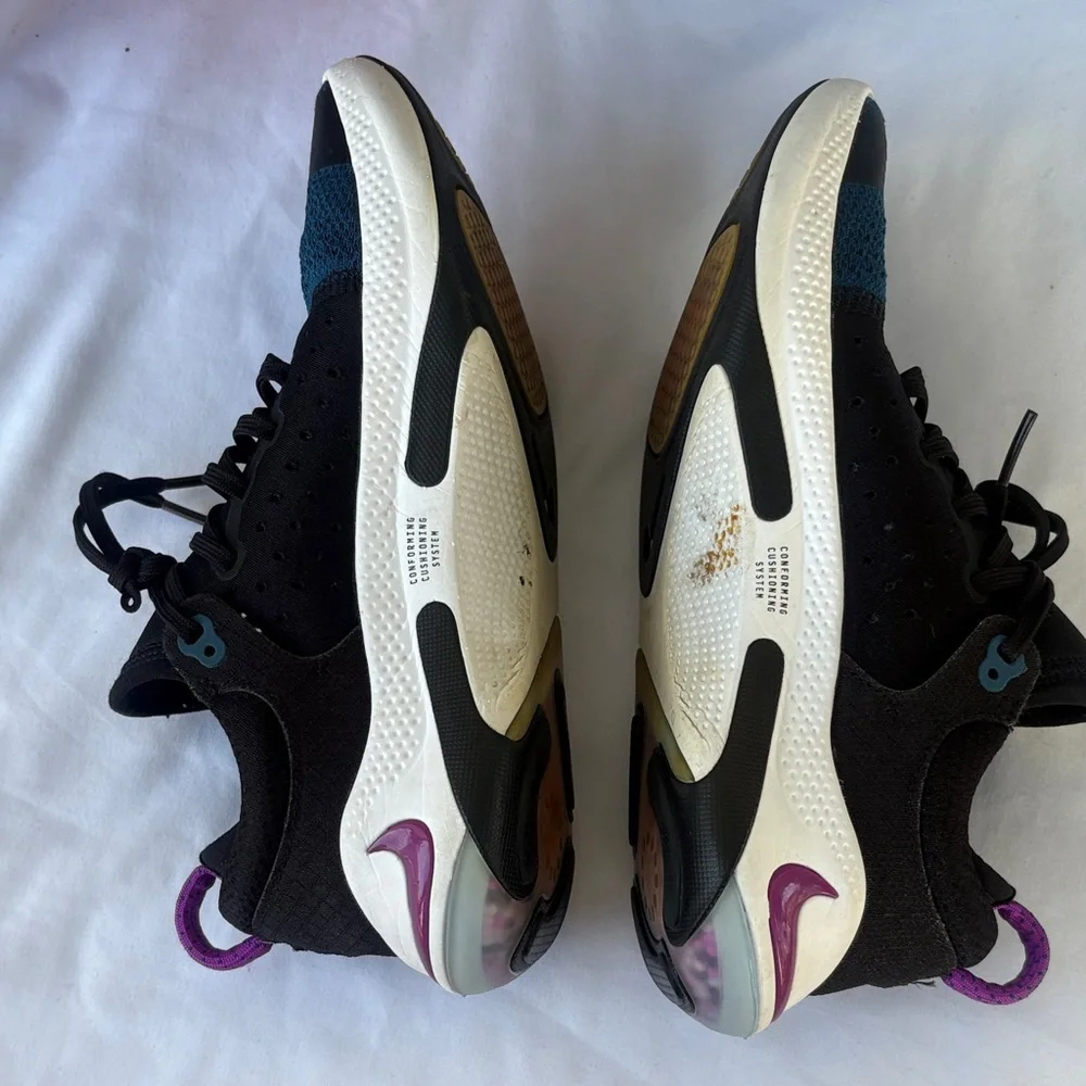 Nike Blue and Black Knit Running Shoes with Purple Tabs - Picture 4 of 6